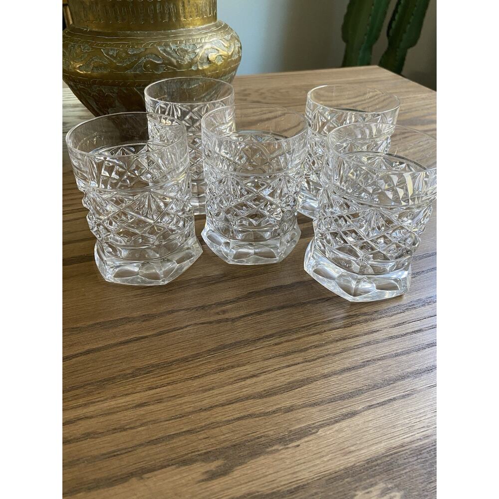 Vintage Action Industries Crystal Old Fashion Whiskey Glasses Set Of 5